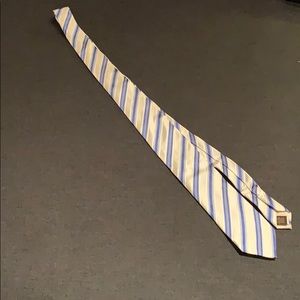 Tasso Elba White & Blue Stripe Neck Tie